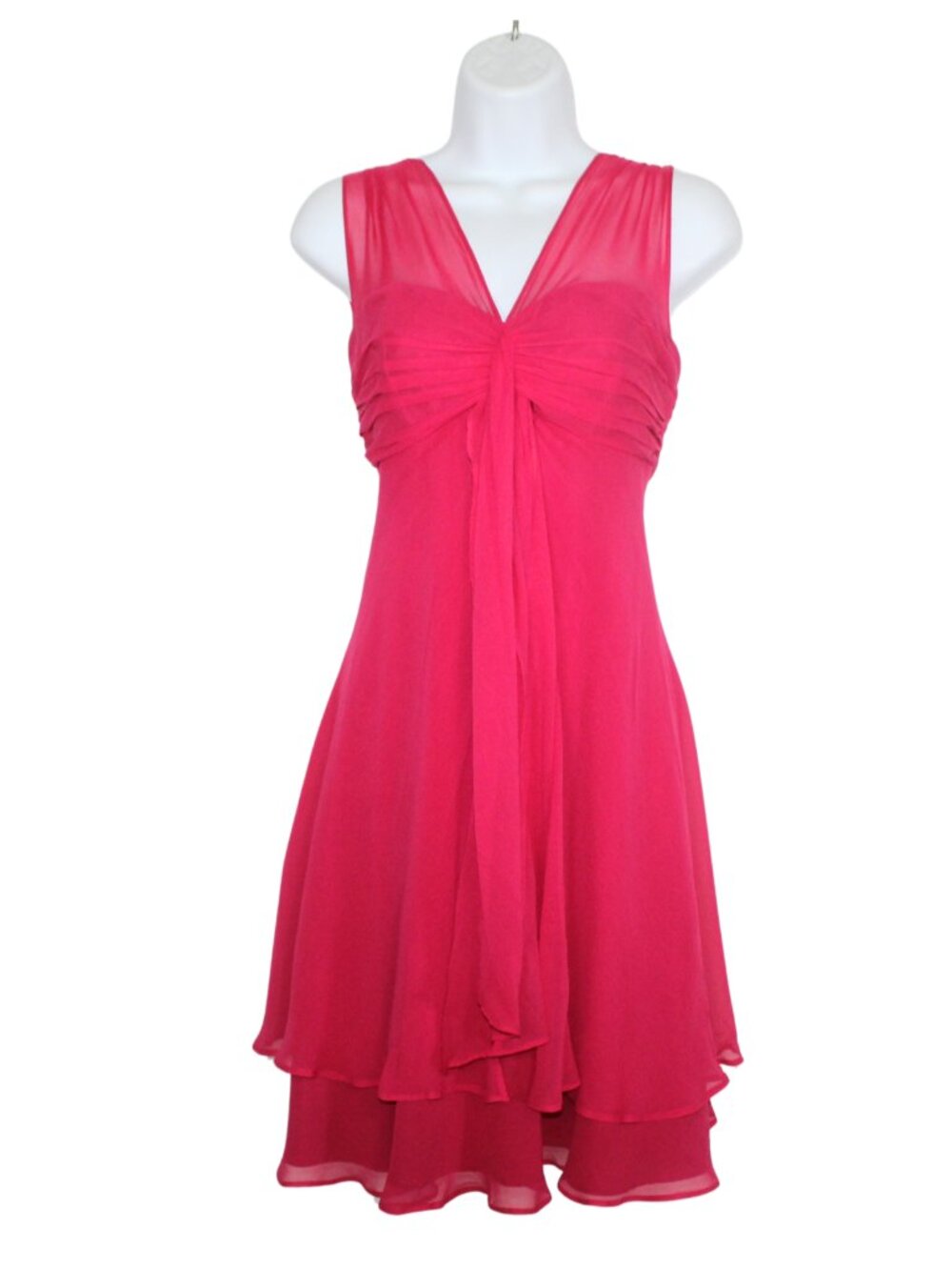 90s Donna Ricco women's dress size 8P fuchsia silk fly away front mini wedding